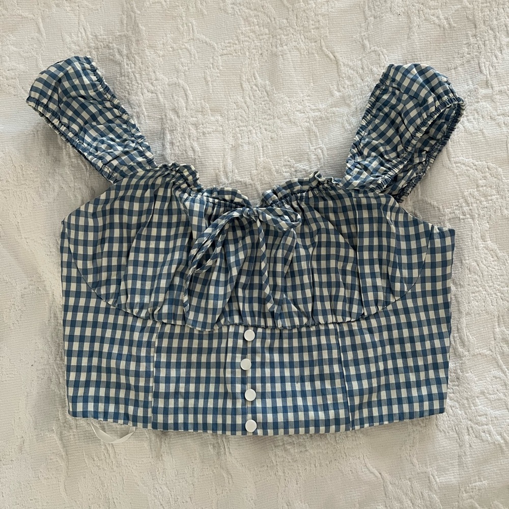 Plaid Cropped Blouse